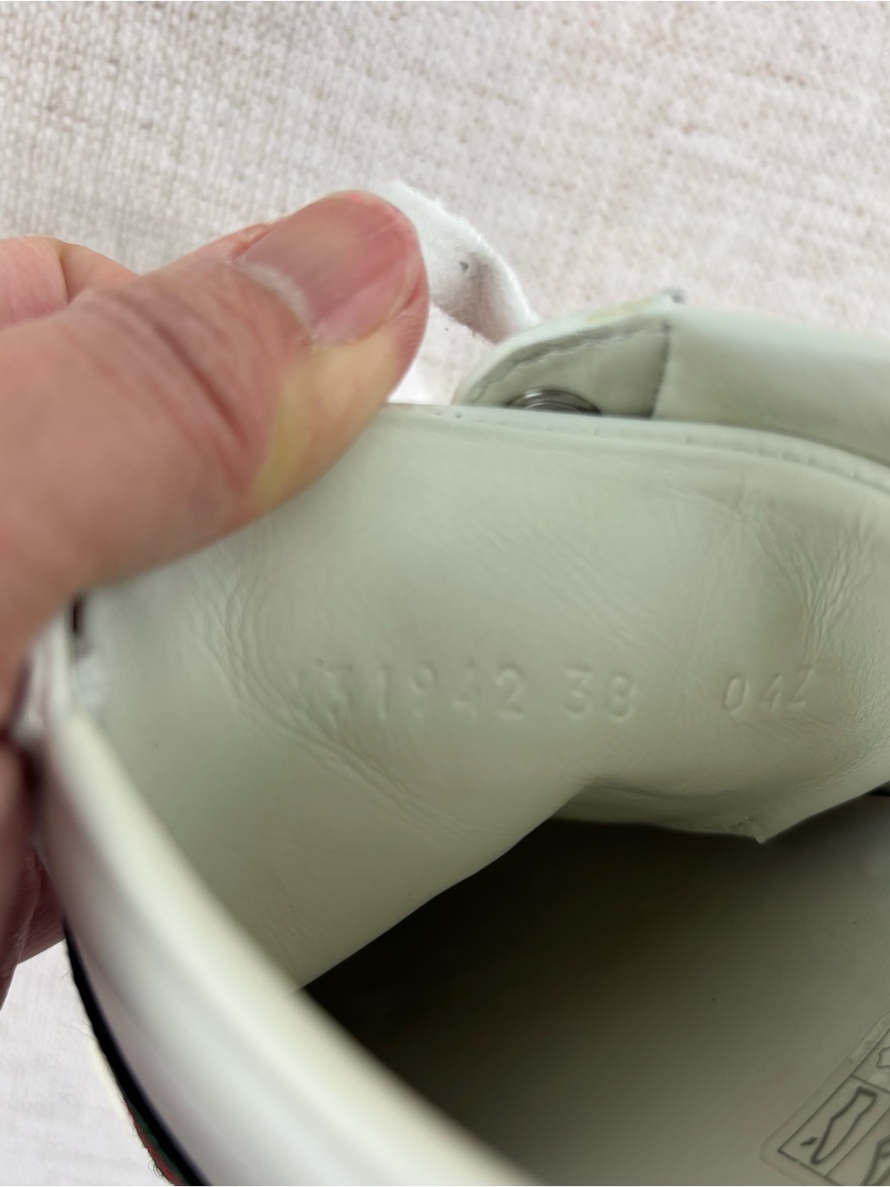 Gucci White Leather Sneakers with Red and Green Stripe and Red Heel - Picture 15 of 16